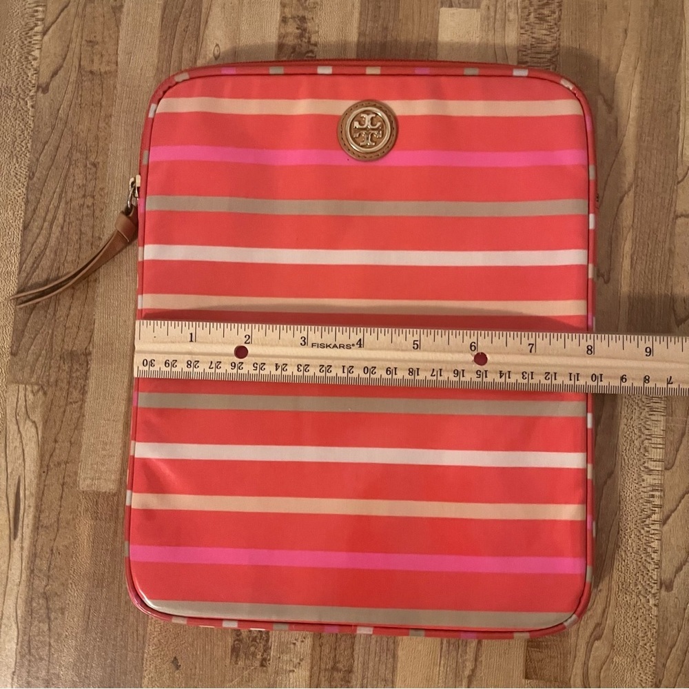 Tory Burch Orange/multicolor Vinyl Ipad Tablet Case Gold Logo - Picture 5 of 6